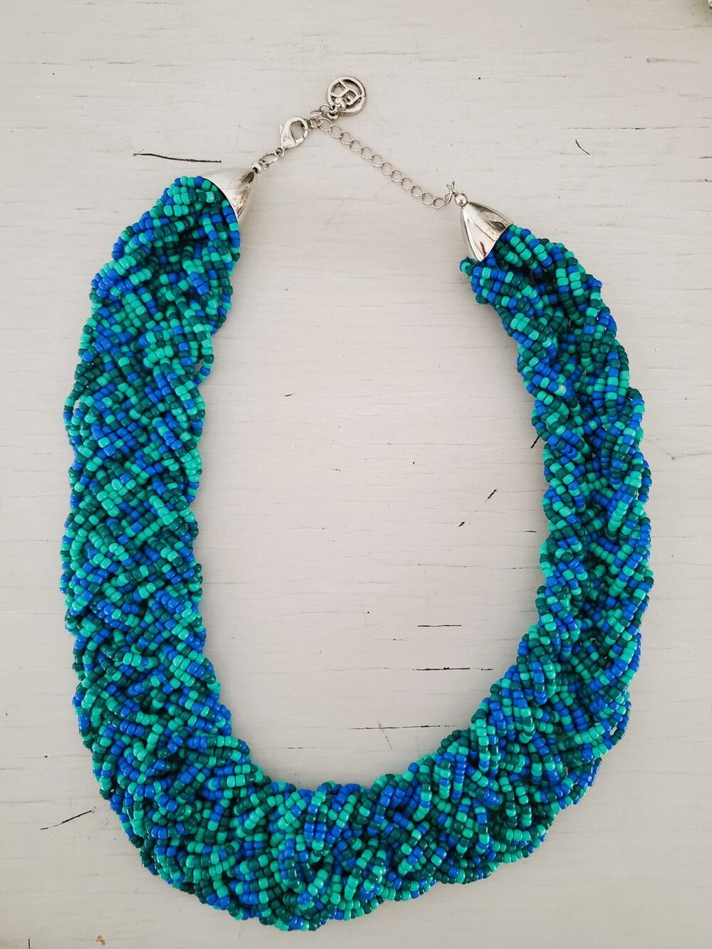 Vintage Teal Beaded Chunky Necklace